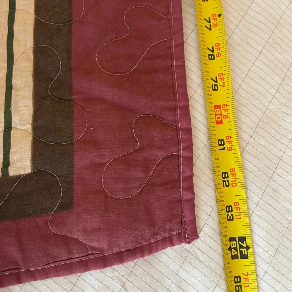 Rustic Cabincore Patchwork Quilted Coverlet Full Queen Size Burgundy Wildlife